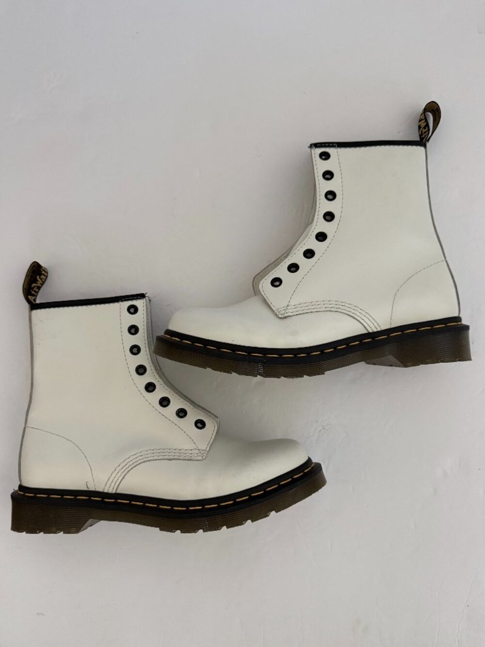 Dr. Martens Women’s Zavala white smooth leather 8-eye combat boots